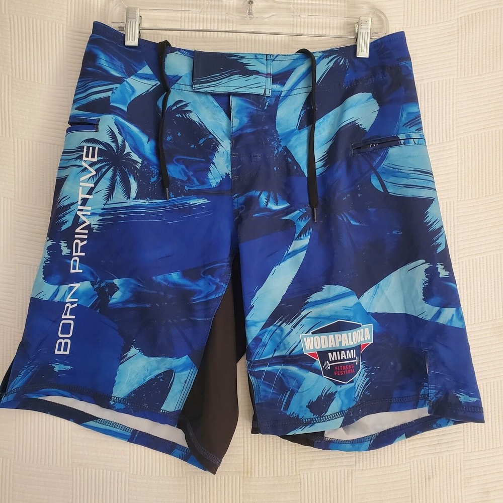 Born Primitive American Defender Mens 28 Training Shorts Pockets Blue‎